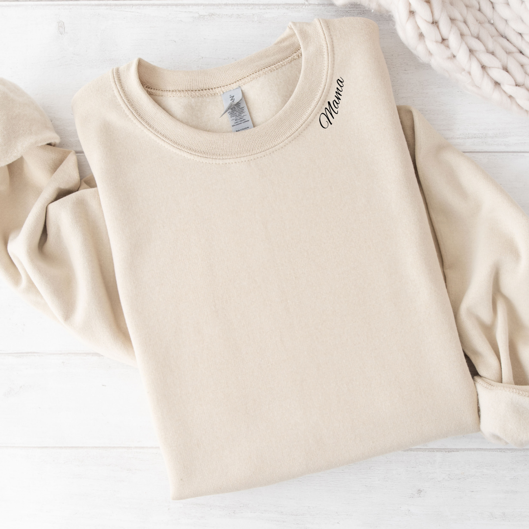 Personalized Mama Sweatshirt with Kid Names on Sleeve - The Ultimate Gift for Every Mom | Pretty Pink Laser Personalized Mama Sweatshirt with Kid Names on Sleeve|Mothers Day Gift|Birthday Gift for Mom|New Mom Gift|Minimalist Cool Mom Sweater anniversary gift,baby shower gift,cool mom sweater,first mothers day,gift for her,gift for mom,mama crewneck,mama shirt,mama sweatshirt,mom kids name sleeve,mothers day gift,new mom gift,new mom gifts customized for her, custom mama shirt,custom mom sweater