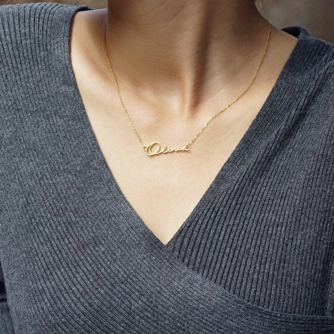 Personalized Name Necklace Minimalist|Gold Name Necklace with Box Chain|Perfect Gift for Her|Personalized Gift