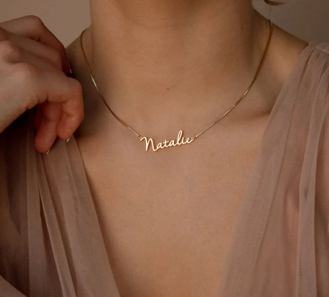 Personalized Name Necklace Minimalist|Gold Name Necklace with Box Chain|Perfect Gift for Her|Personalized Gift