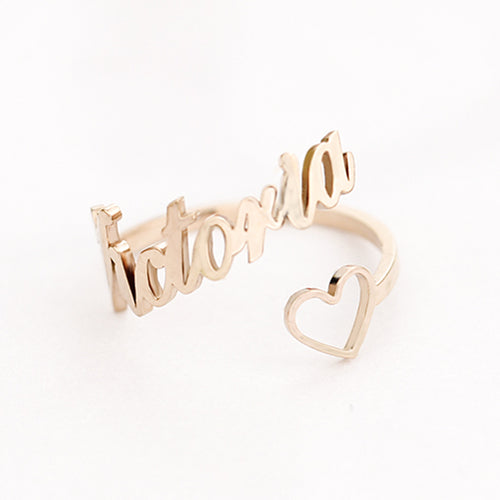 Personalized Heart Name Ring Adjustable Size Stainless Steel Wedding Jewelry