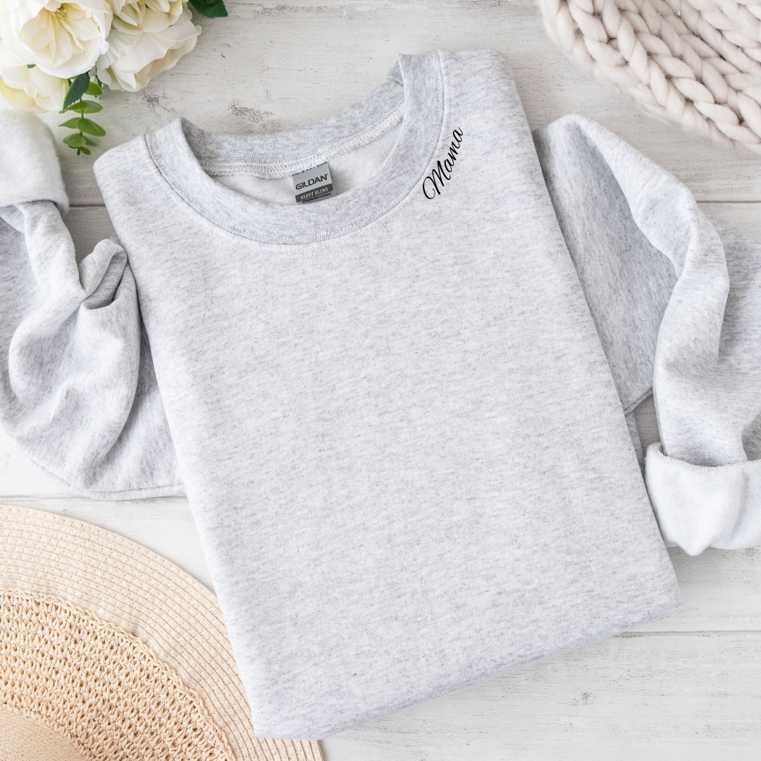 Personalized Mama Sweatshirt with Kid Names on Sleeve - The Ultimate Gift for Every Mom | Pretty Pink Laser Personalized Mama Sweatshirt with Kid Names on Sleeve|Mothers Day Gift|Birthday Gift for Mom|New Mom Gift|Minimalist Cool Mom