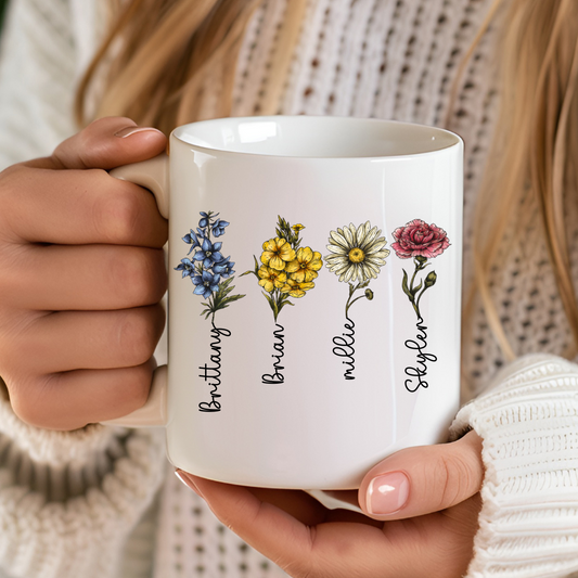 birth flower mug, birth month flower, custom flower mug, custom mom gift, custom mom mug, mother's day gift, mothers day gift, mothers day mug, personalized mom mug, personalized plant, plant lover gift, plant mom gift, plant mom mug