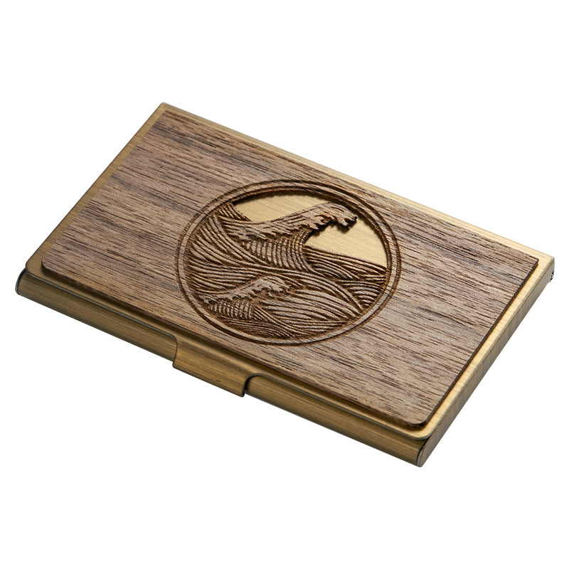 Custom Lettering Creative Stainless Steel Wooden Business Card Case