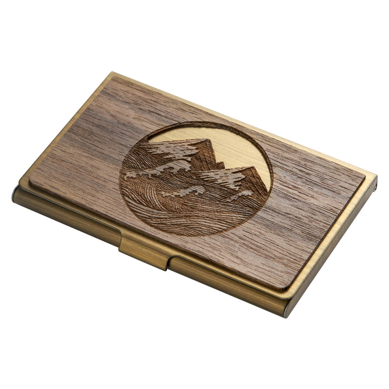 Custom Lettering Creative Stainless Steel Wooden Business Card Case