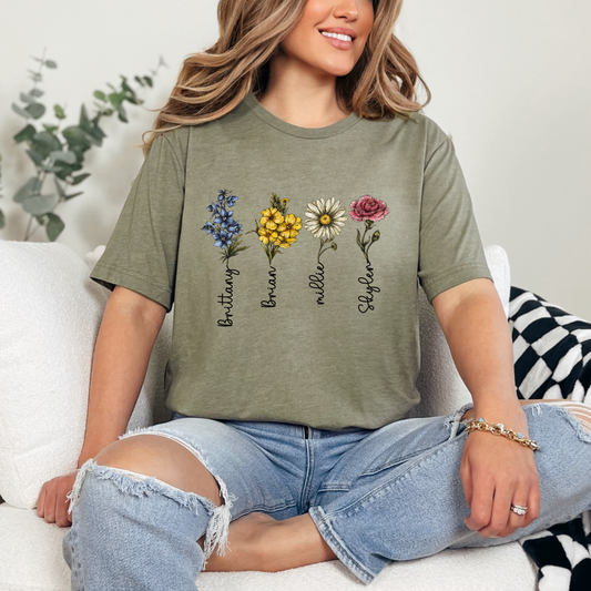 birth flower shirt, birth month flower, custom flower shirt, custom mom gift, custom mom shirt, mother's day gift, mothers day gift, mothers day tee, personalized mom shirt, personalized plant, plant lover gift, plant mom gift, plant mom shirt