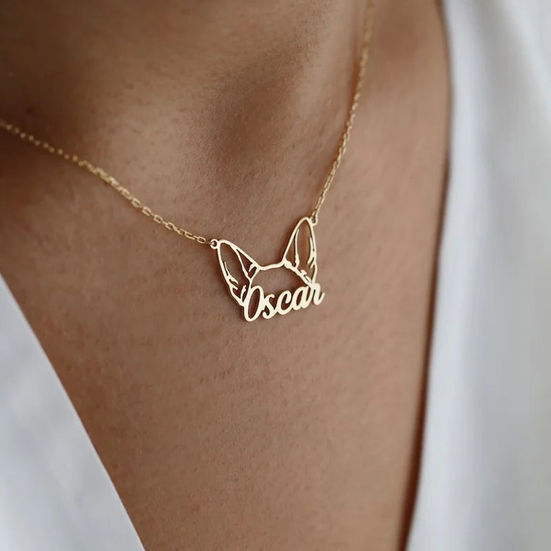 Dog Name Necklace | Personalized Dog Ears Necklace | Custom Pet Jewelry | Pet Name Necklace | Pet Memorial Gift, Gift for Her,Christmas Gift custom dog pendant,dog ear necklace,dog ears necklace,dog memorial gift,dog mom necklace,dog name necklace,gift for her,handmade jewelry,name necklace,personalized gift,pet jewelry,pet lover gift,pet memorial gift