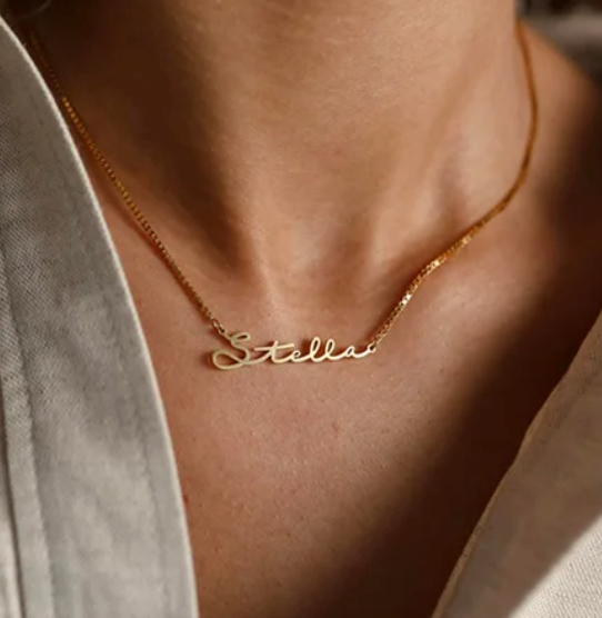 Personalized Name Necklace| Minimalist Gold Name Necklace with Box Chain| Perfect Gift for Her|Personalized Gift