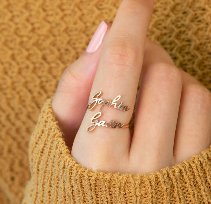 custom name ring, personalized jewelry, gift for mom, best friend gift, mother daughter gift, personalized gift, two name ring, double name ring, personalized ring