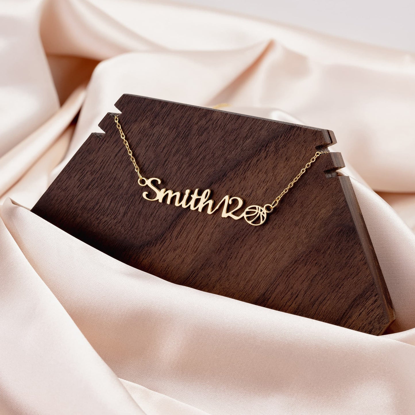 Elegant Custom Sports Mom Name Necklace - Personalized Gold &amp; Silver Nameplate, Gift for Her, Mother's Day &amp; Valentine's Jewelry, Choose Your Sport: Basketball to Cheer