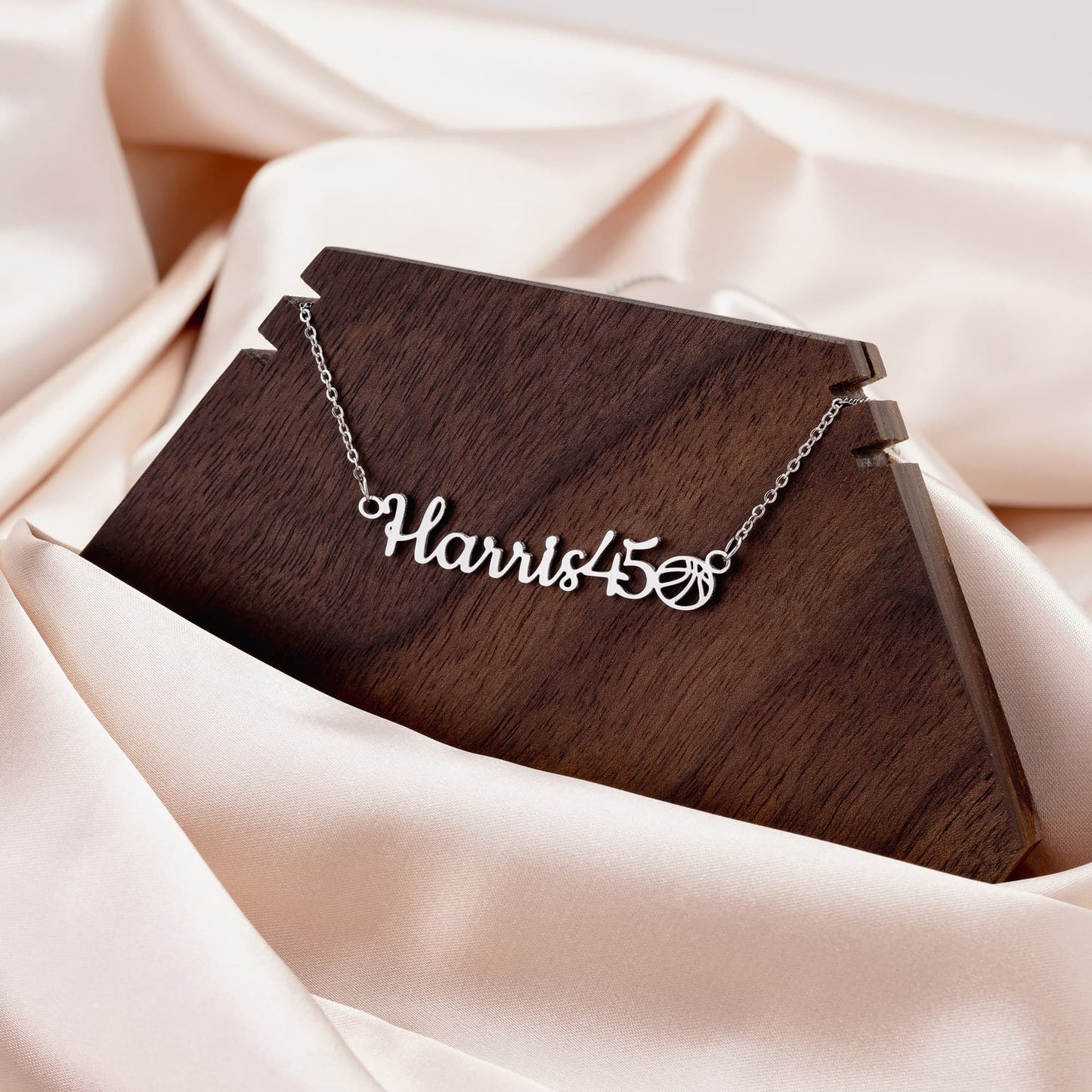 Elegant Custom Sports Mom Name Necklace - Personalized Gold &amp; Silver Nameplate, Gift for Her, Mother's Day &amp; Valentine's Jewelry, Choose Your Sport: Basketball to Cheer