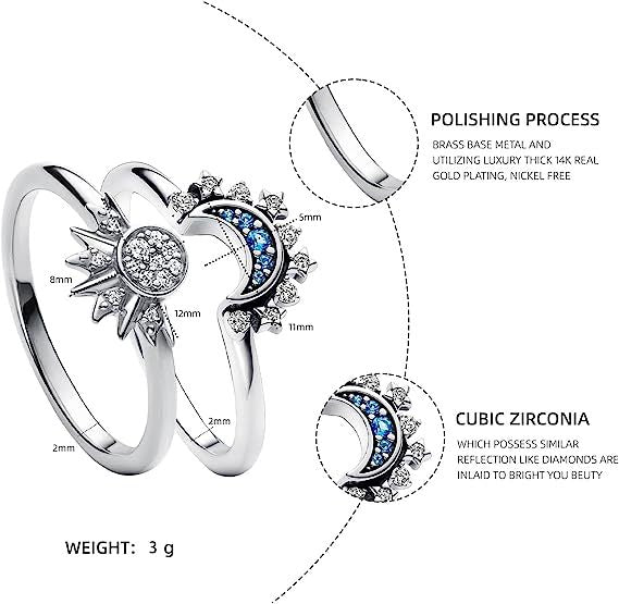 Celestial Sun Moon Ring Friendship Jewelry