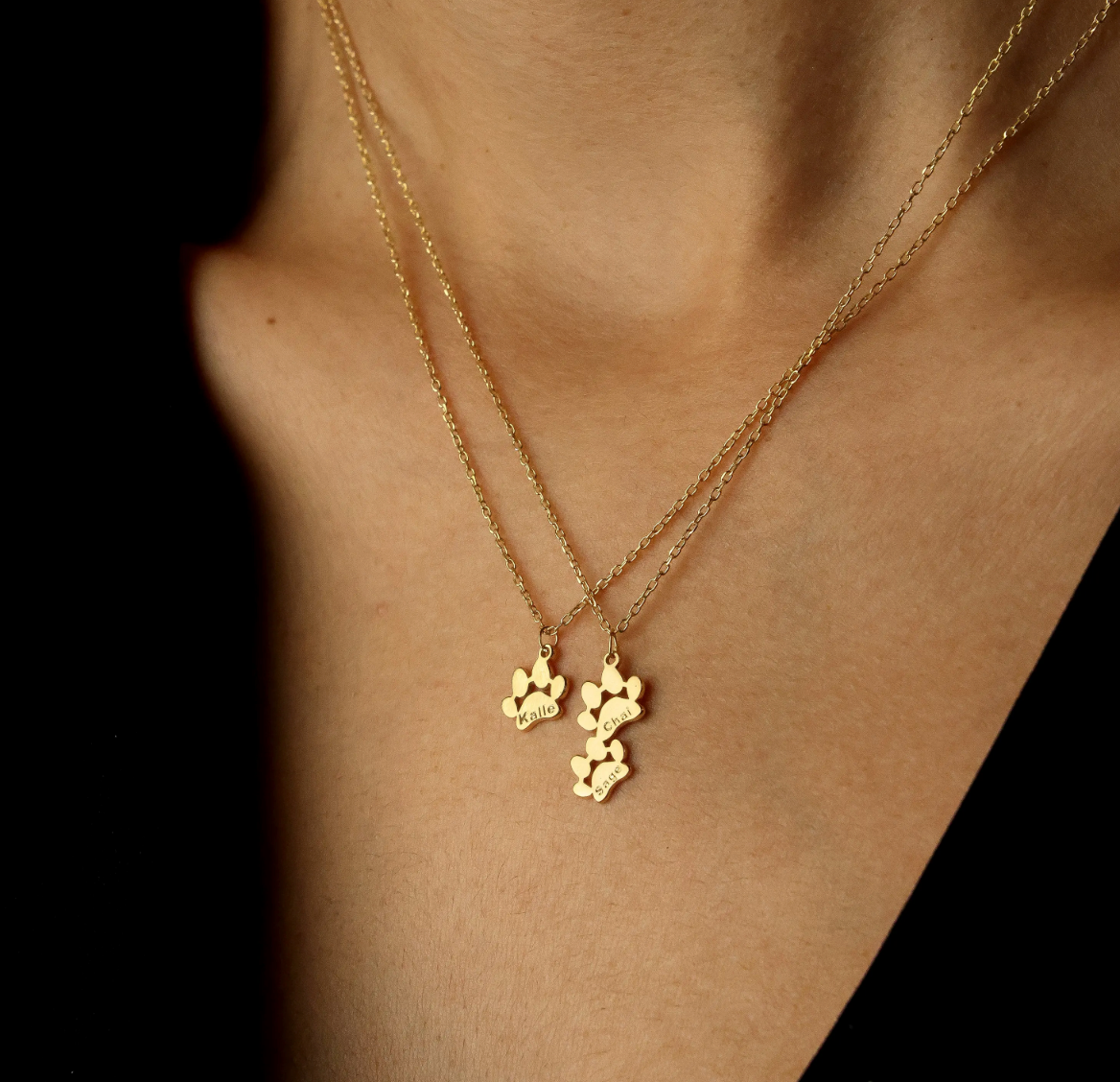 Dog Paw Name Necklace | Personalized Dog Necklace | Custom Pet Jewelry | Pet Name Necklace | Pet Memorial Gift|Gift for Her|Christmas Gift|custom dog pendant|dog ear necklace