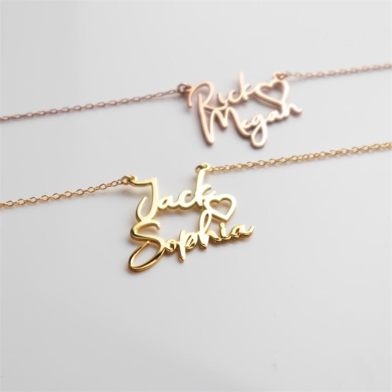 Custom Double Name Necklace Dainty