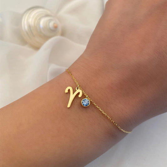 Women's Twelve Constellation Birthstone Bracelet Personalized Zodiac Birthstone Charms Perfect Gift for Astrology Lovers