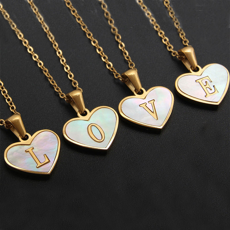 Initial Heart-shaped Necklace White Shell Love Clavicle Chain Fashion Personalized Necklace For Women Jewelry Valentine's Day
