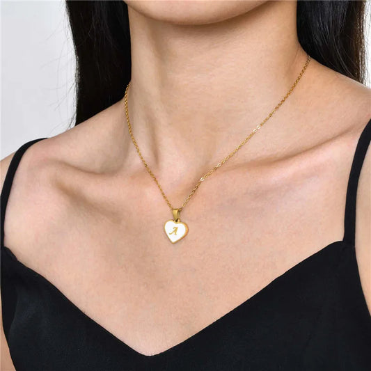 Initial Heart-shaped Necklace White Shell Love Clavicle Chain Fashion Personalized Necklace For Women Jewelry Valentine's Day