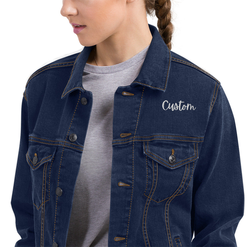 Personalized Birthflower Jean Jacket | Custom Kids Names Embroidered Denim, Unique Mother’s Day Gift, Birthday Anniversary Gift for Her